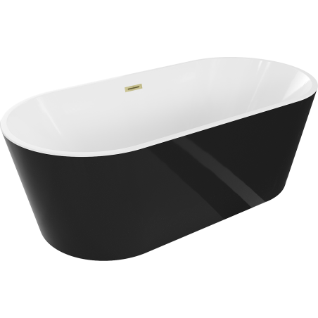 Mexen Luna свободностояща вана 170 x 80 см, бяла/черна, прелив златен мат - 52031708075-55