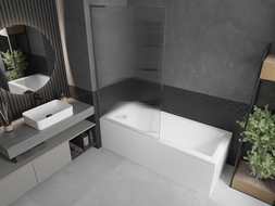 Mexen Next L параван за вана 1-крилен 100 x 150 см, райета, оръжеен метал - 895-100-000-03-09-95