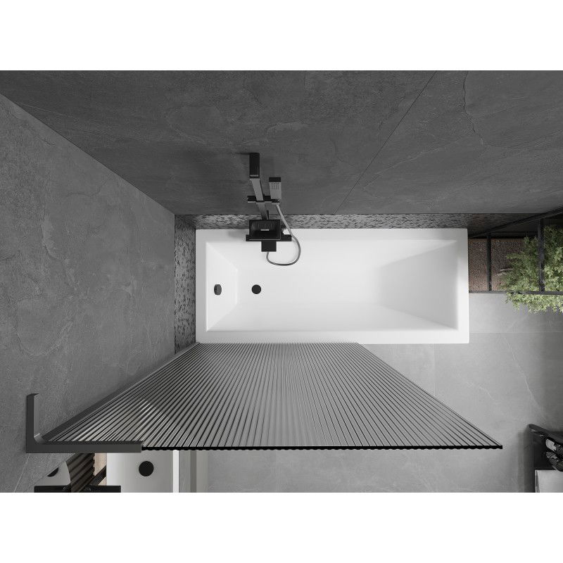 Mexen Next L параван за вана 1-крилен 100 x 150 см, райета, оръжеен метал - 895-100-000-03-09-95