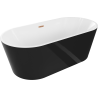 Mexen Luna свободностояща вана 180 x 80 см, бяла/черна, преливане четкано мед - 52031808075-65