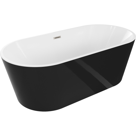 Mexen Luna свободно стояща вана 180 x 80 cm, бяла/черна, преливане четкован никел - 52031808075-97