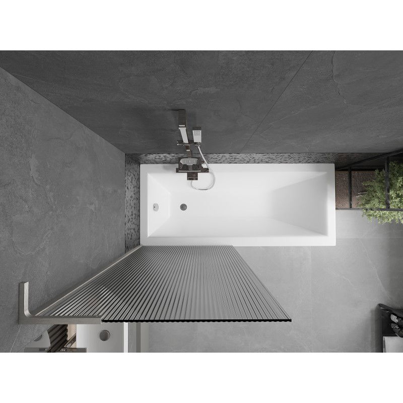 Mexen Next L преграда за вана 1-крилна 80 x 150 см, ивици, четкан никел - 895-080-000-03-09-97