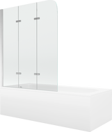 Правоъгълна вана Mexen Vega 180 x 80 cm с обшивка и 3-крилен параван 120 cm, прозрачен, хром - 550118080X9012030100