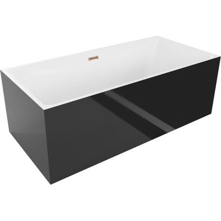 Mexen Nita самостоятелна вана 170 x 80 cm, бяла/черна, преливник розово злато - 52091708075-60