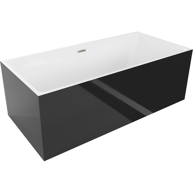 Mexen Nita свободностояща вана 170 x 80 см, бяла/черна, преливник матов никел - 52091708075-97
