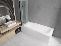 Mexen Vega правоъгълна вана 180 x 80 см с обшивка и 3-крилен параван 120 см,