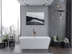 Mexen Lita самостоятелна вана 170 x 75 см, бяла, преливник от изчеткана мед - 52121707500-65