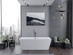 Mexen Lita свободно стояща вана 170 x 75 см, бяла, преливник gun gray матиран - 52121707500-66