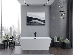 Mexen Lita свободностояща вана 170 x 75 см, бяла, с черен преливник - 52121707500-70