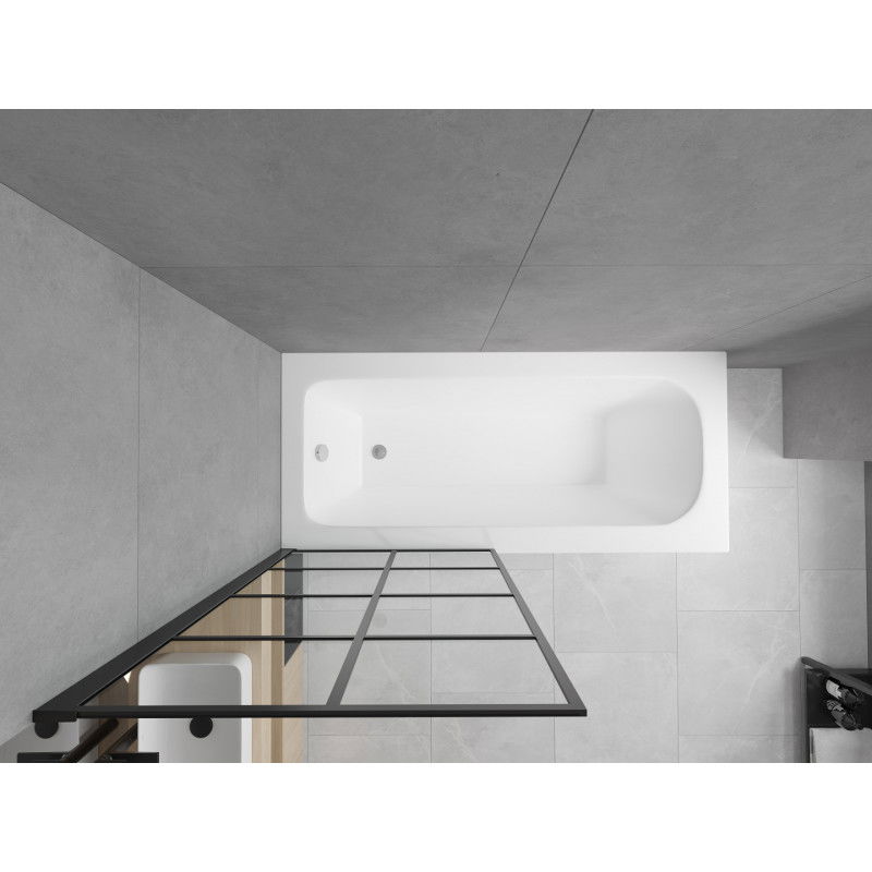 Mexen Vega правоъгълна вана 180 x 80 cm с обшивка и еднокрил параван 70 см, черен десен fix - 550118080X9307007077