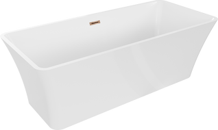 Mexen Tonia самостоятелна вана 170 x 75 см, бяла, преливник в розово злато