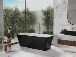 Mexen Tonia свободностояща вана 170 x 75 см, бяла/черна, хромиран прелив - 52171707575-01