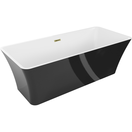 Mexen Tonia свободно стояща вана 170 x 75 см, бяла/черна, преливане златисто - 52171707575-50