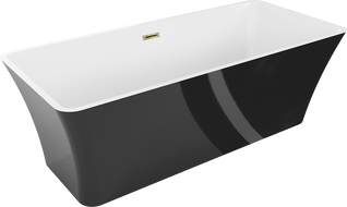Mexen Tonia свободно стояща вана 170 x 75 см, бяла/черна, преливане златисто - 52171707575-50