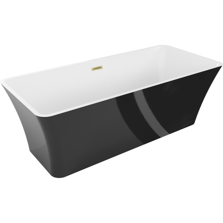 Mexen Tonia свободностояща вана 170 x 75 cm, бяла/черна, преливник златист четкан - 52171707575-55