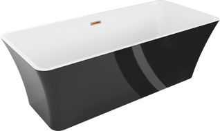 Mexen Tonia свободно стояща вана 170 x 75 см, бяла/черна, преливна, матова мед - 52171707575-65