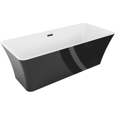 Mexen Tonia самостоятелно стояща вана 170 x 75 см, бяла/черна, черен преливник - 52171707575-70