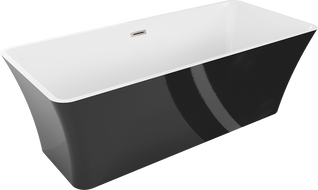 Mexen Tonia свободностояща вана 170 x 75 см, бяла/черна, преливник матиран никел - 52171707575-97