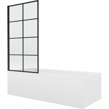 Mexen Vega правоъгълна вана 180 x 80 cm с обшивка и 1-крило параван 70 cm, черен