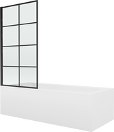 Mexen Vega правоъгълна вана 180 x 80 cm с обшивка и 1-крило параван 70 cm, черен