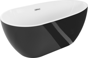Mexen Eos свободно стояща вана 150 x 75 см, бяла/черна, преливник хром - 52471507575-01