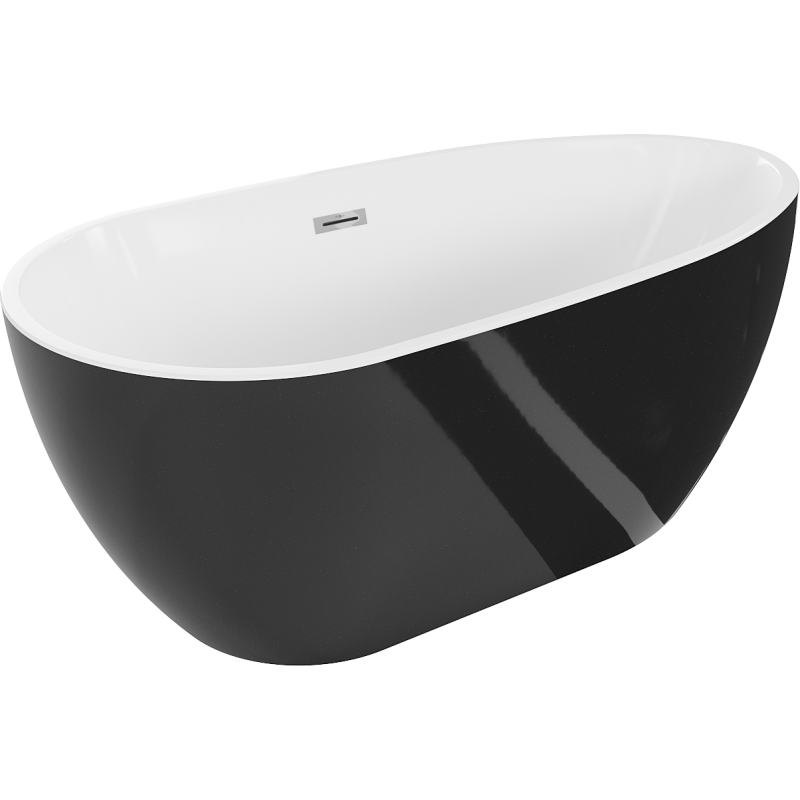 Mexen Eos свободностояща вана 170 x 75 см, бяла/черна, хромиран преливник - 52471707575-01