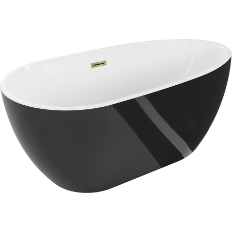 Mexen Eos свободностояща вана 170 x 75 см, бяла/черна, преливник златен - 52471707575-50