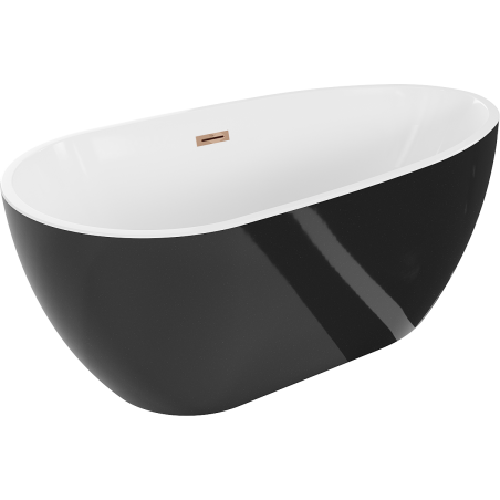 Mexen Eos самостоятелно стояща вана 150 x 75 см, бяла/черна, преливник розово злато - 52471507575-60