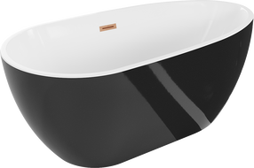 Mexen Eos свободно стояща вана 150 x 75 cm, бяла/черна, преливник четкан мед - 52471507575-65