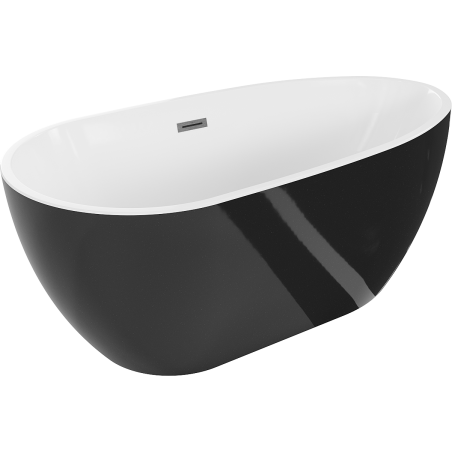 Mexen Eos самостоятелна вана 150 x 75 cm, бяла/черна, преливник gun gray четкан - 52471507575-66