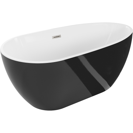 Mexen Eos свободностояща вана 150 x 75 см, бяла/черна, препълване четка никел - 52471507575-97