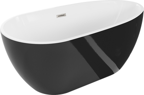 Mexen Eos свободностояща вана 150 x 75 см, бяла/черна, препълване четка никел - 52471507575-97