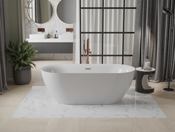 Mexen Roxy свободно стояща вана 170 x 80 cm, бяла, преливник четкана мед - 51201708000-65