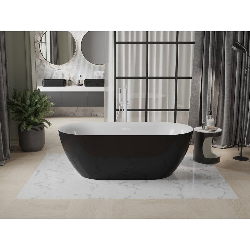 Mexen Roxy самостоятелно стояща вана 170 x 80 см, бяла/черна, бял преливник - 51201708075-20