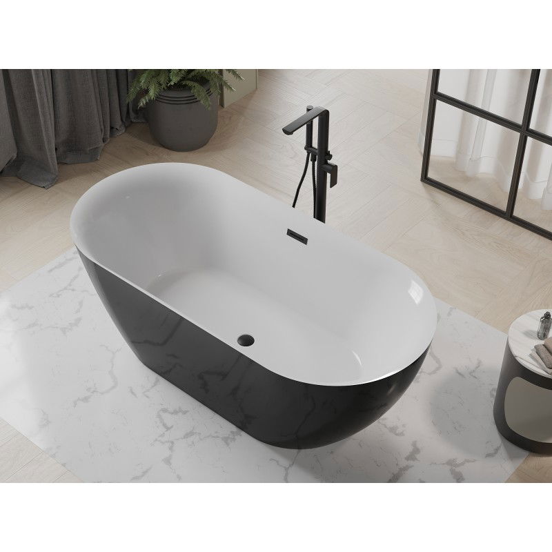 Mexen Roxy свободностояща вана 170 x 80 см, бяла/черна, прелив черен - 51201708075-70