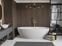 Mexen Bilbao свободно стояща вана 180 x 90 cm, бяла, преливник златен - 51311809000-50