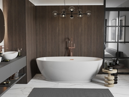 Mexen Bilbao самостоятелна вана 180 x 90 см, бяла, преливник розово злато - 51311809000-60