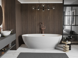 Mexen Bilbao свободностояща вана 180 x 90 см, бяла, преливна четкана мед - 51311809000-65