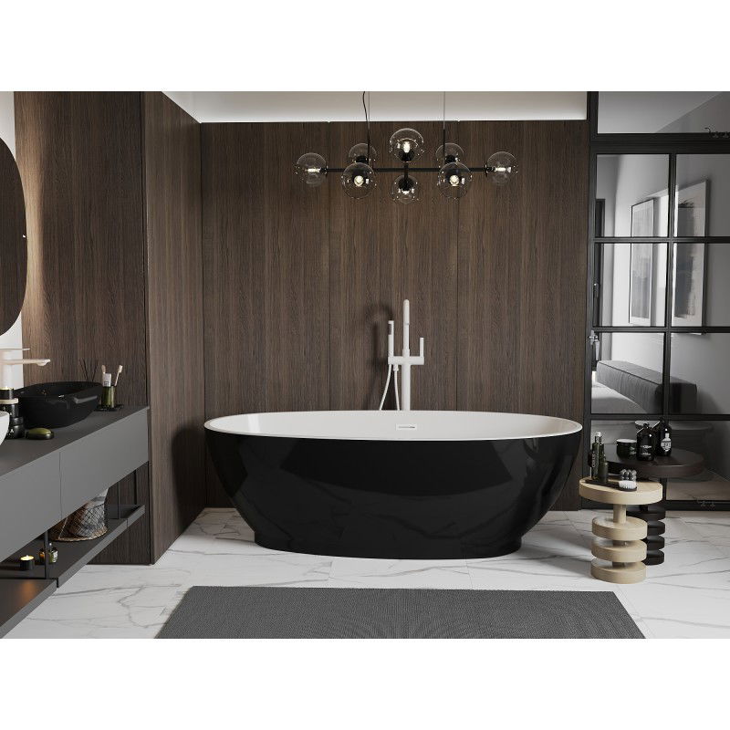 Mexen Bilbao самостоятелна вана 180 x 90 см, бяла/черна, бял преливник - 51311809075-20