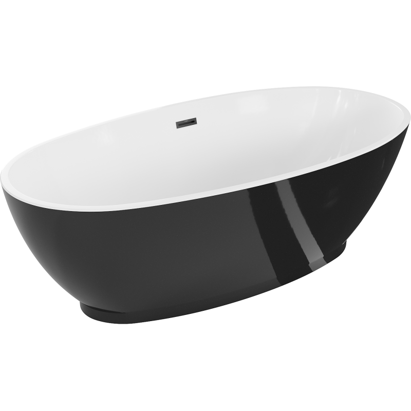 Mexen Bilbao вана самостоятелна 180 x 90 см, бяла/черна, черен преливник