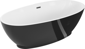 Mexen Bilbao самостоятелна вана 180 x 90 cm, бяла/черна, преливник gun gray четкан - 51311809075-66