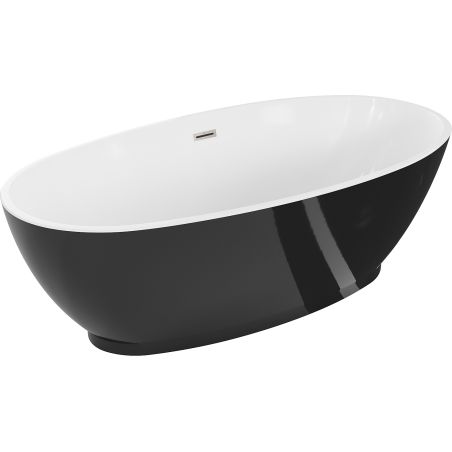 Mexen Bilbao свободностояща вана 180 x 90 см, бяла/черна, преливник изчеткан никел - 51311809075-97