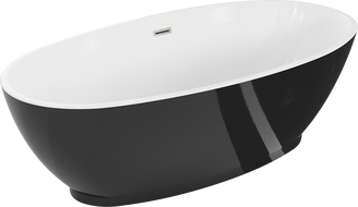 Mexen Bilbao свободностояща вана 180 x 90 см, бяла/черна, преливник изчеткан никел - 51311809075-97