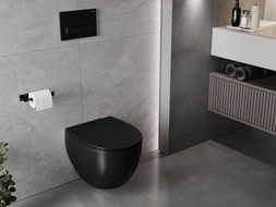 Mexen Egg тоалетна чиния Rimless с дъска с бавно падане slim, дуропласт, черен мат - 30245070