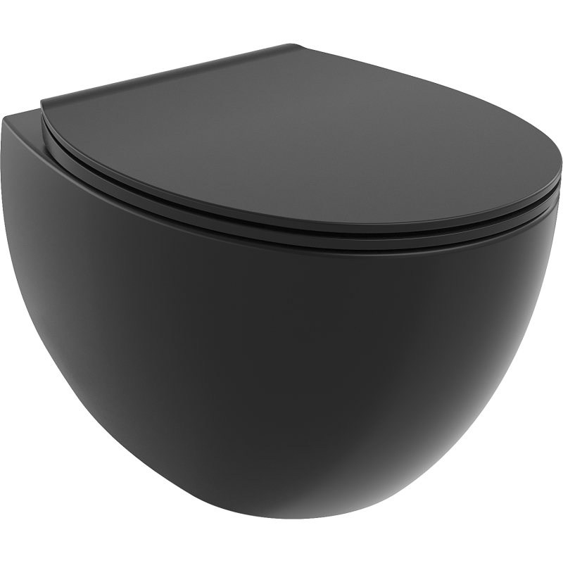 Mexen Egg тоалетна чиния Rimless с дъска с бавно падане slim, дуропласт, черен мат - 30245070