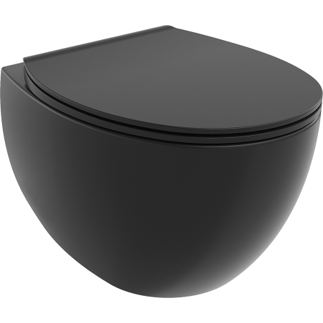 Mexen Egg тоалетна чиния Rimless с дъска с бавно падане slim, дуропласт, черен мат - 30245070