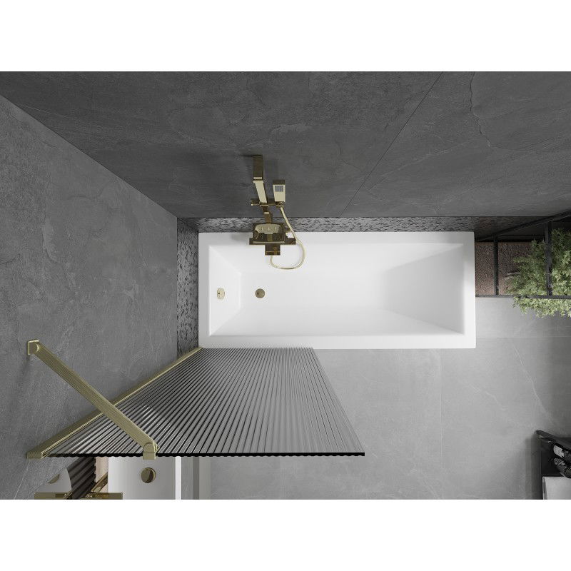 Mexen Next параван за вана 1-крилен 70 x 150 cm, райета, златисто четкано - 895-070-000-00-09-55