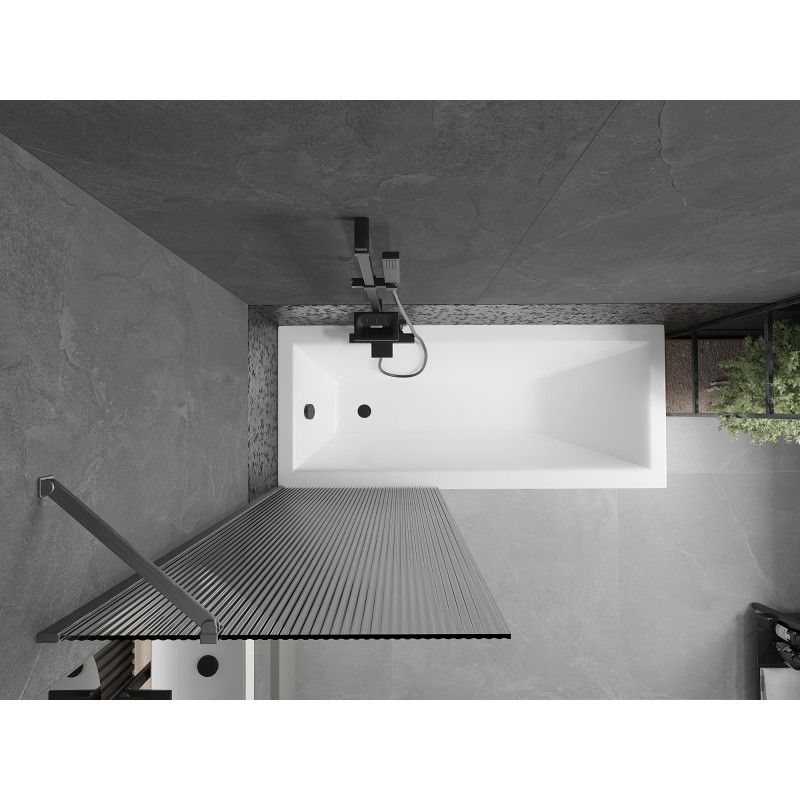 Mexen Next параван за вана с едно крило 70 x 150 см, ивици, пистолетно сив матиран - 895-070-000-00-09-66