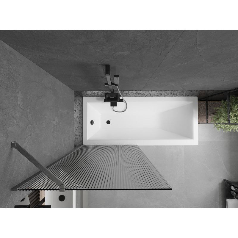 Mexen Next параван за баня 1-крилен 80 x 150 см, райета, матирано оръжейно сиво - 895-080-000-00-09-66