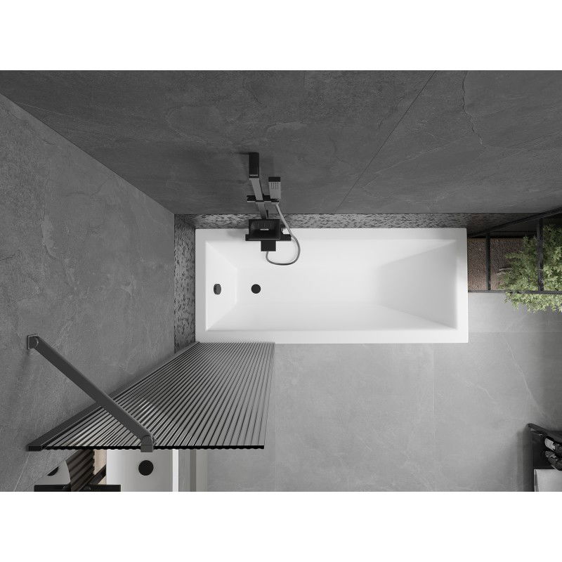 Mexen Next параван за вана, еднокрилен 50 x 150 см, ивици, пистолетен метал - 895-050-000-00-09-95